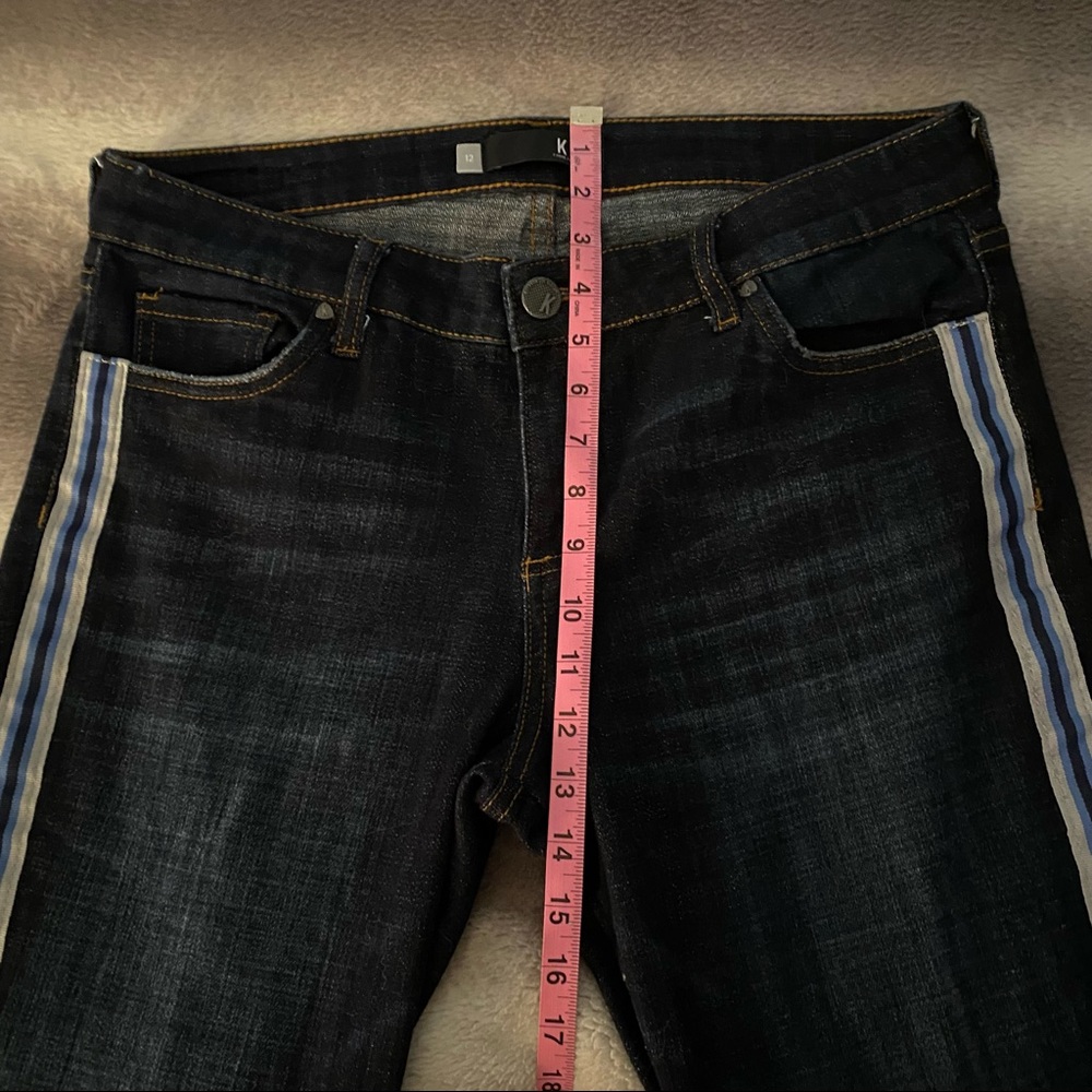 Kut from the Kloth Stevie Ankle Straight Leg Jean with Blue Varsity Side Stripes - Picture 9 of 12